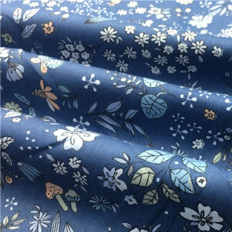 1pc floral cotton printed fabric, pre-cut, suitable for quilting and sewing projects.