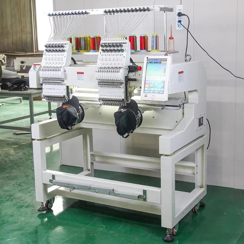 Digital Two Head Embroidery Sewing Machine Computer 9 12 15 Needle 2 Head Hat T-shirt Embroidery Machines