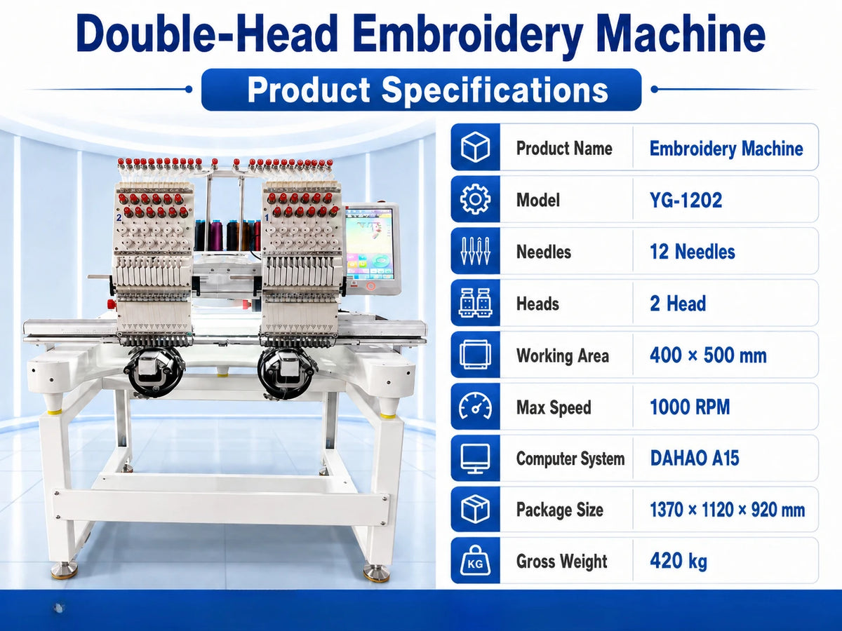 Digital Two Head Embroidery Sewing Machine Computer 9 12 15 Needle 2 Head Hat T-shirt Embroidery Machines