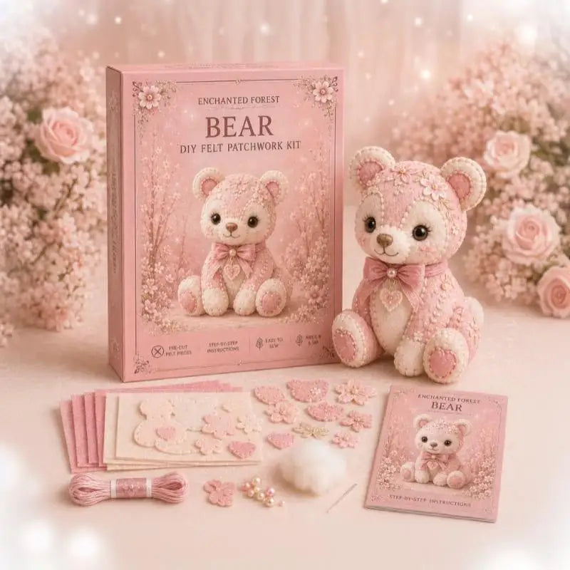 All-Inclusive Pink Forest Friends Sewing Kit DIY  Craft Bundle