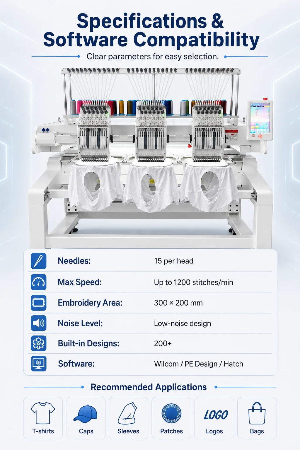 Digital Two Head Embroidery Sewing Machine Computer 9 12 15 Needle 2 Head Hat T-shirt Embroidery Machines