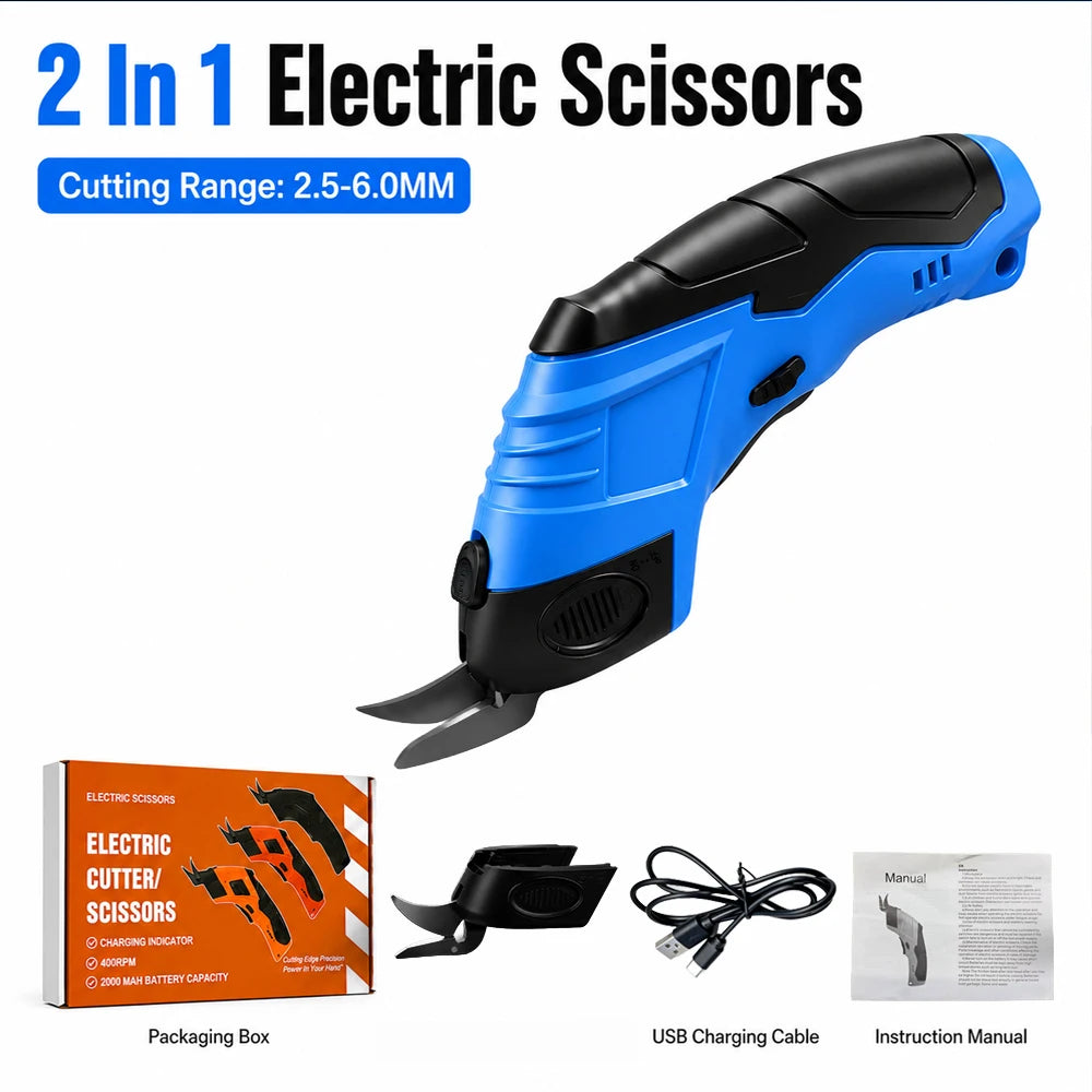 Cordless Electric Scissors Handheld Cutting Portable Fabric Cutter For Cloth Soft Leather Sewing Craft Cutting