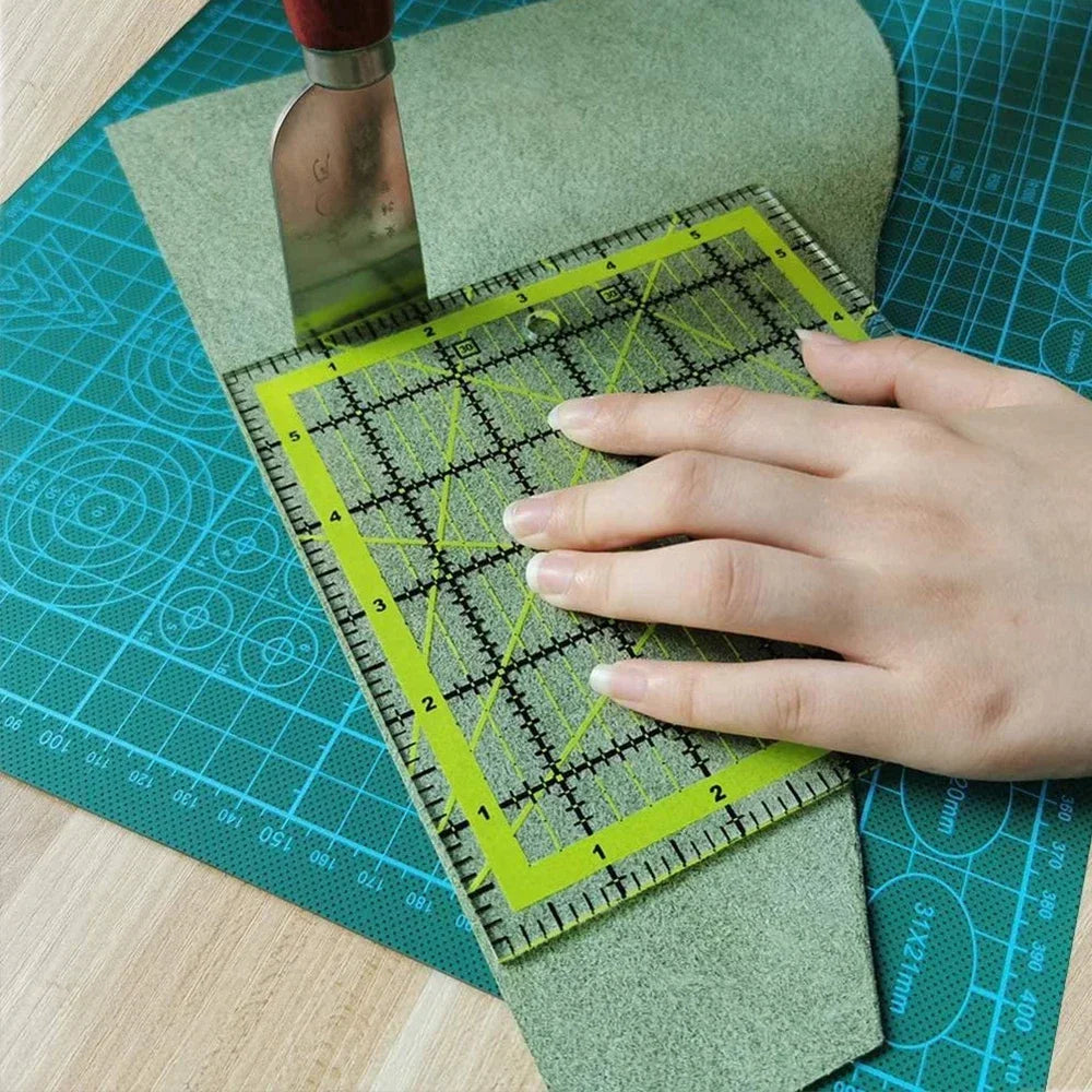 Quilting Ruler Inch Scale Angle Acrylic Two Color Grid Line Square Sewing Measuring