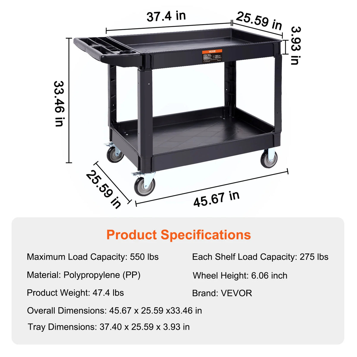 2/3 Shelf Utility Service Cart Dolly