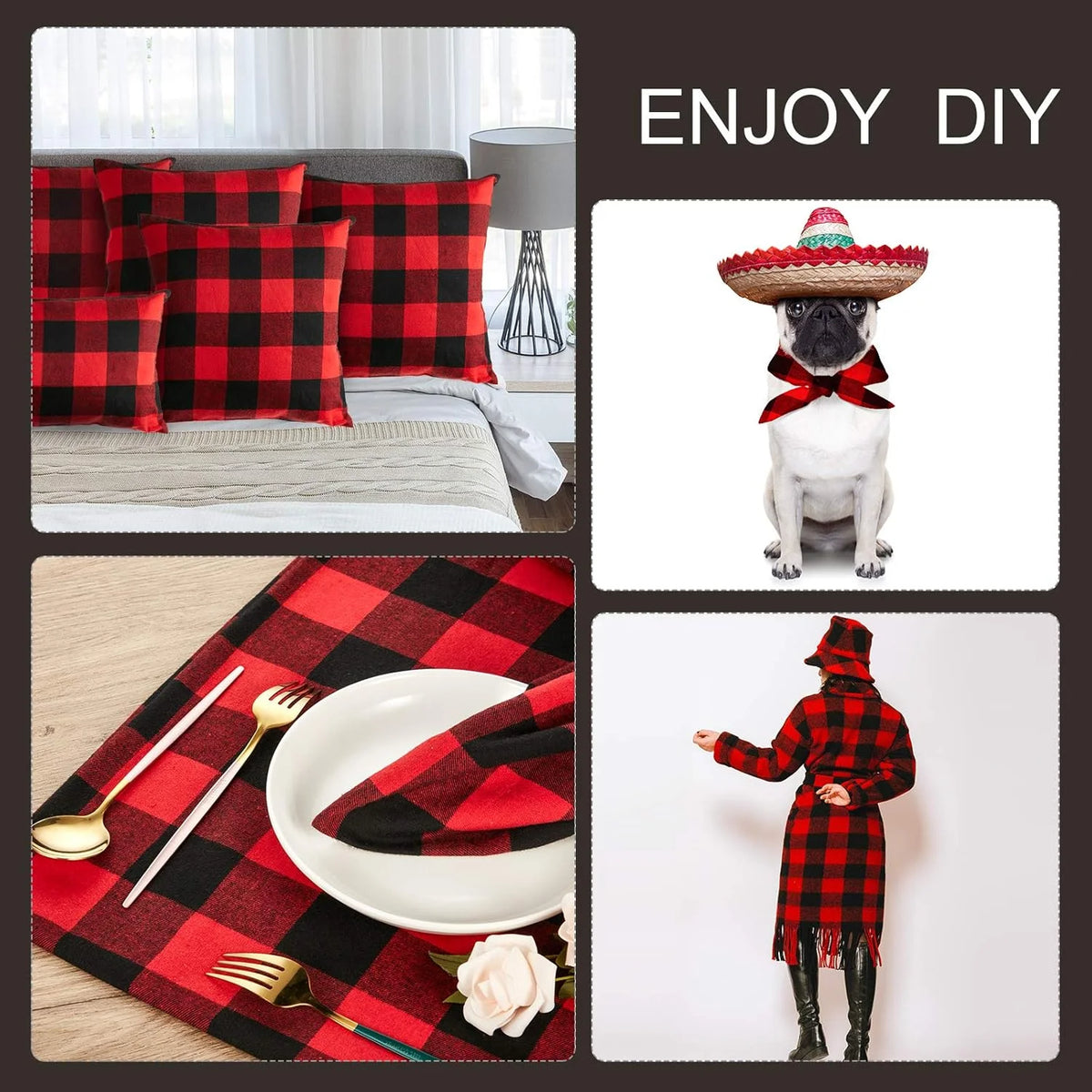 Christmas Plaid Fabric for DIY Craft Sewing Home Christmas Decoration Home Quilting Shirts Scarves Pajamas & Receiving Blankets