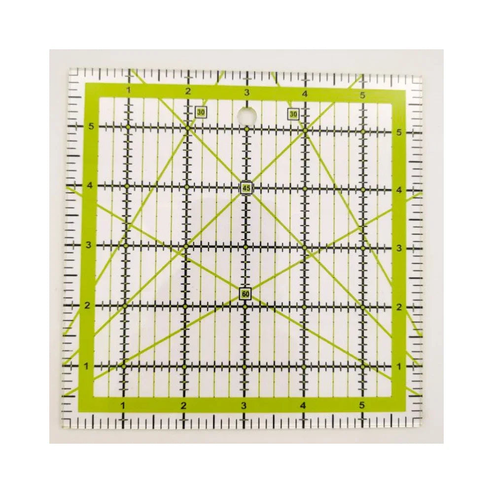 Quilting Ruler Inch Scale Angle Acrylic Two Color Grid Line Square Sewing Measuring