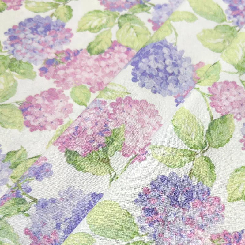 1 Meter Hydrangea Cotton Fabric Digital Print Plain Cloth Handmade Sewing DIY Soft Breathable Vintage Craft Material Wholesale