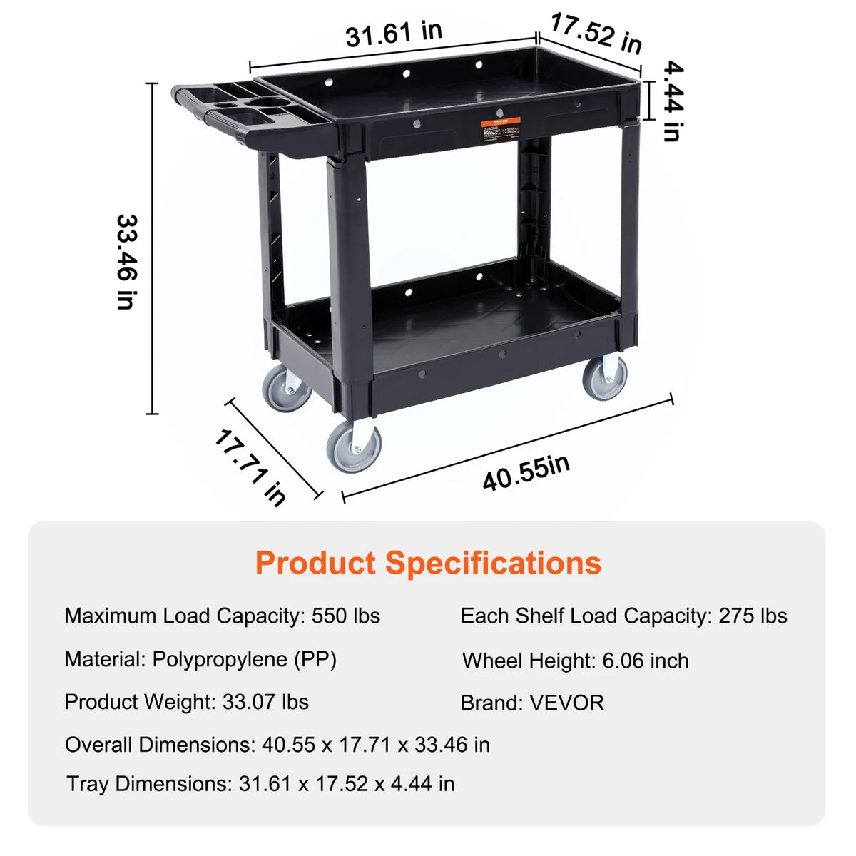2/3 Shelf Utility Service Cart Dolly