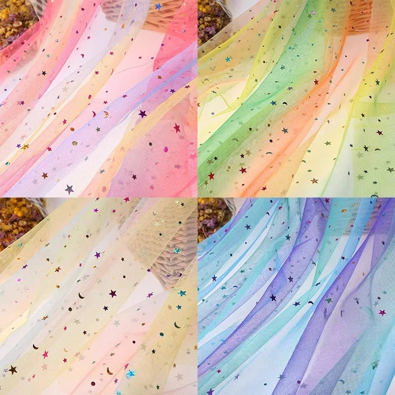 Rainbow Gradient Mesh Fabric