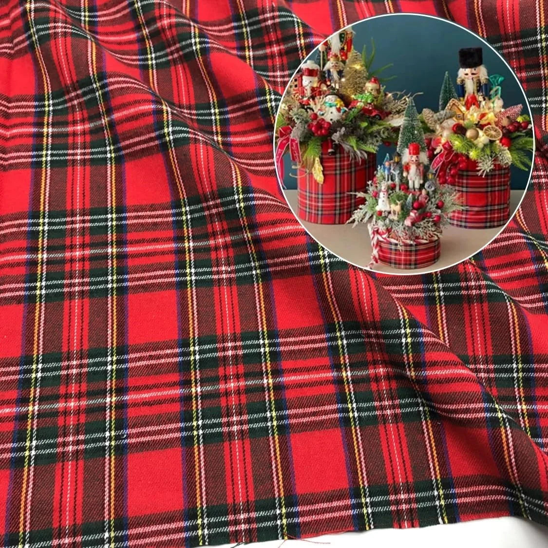 Christmas Plaid Fabric for DIY Craft Sewing Home Christmas Decoration Home Quilting Shirts Scarves Pajamas & Receiving Blankets