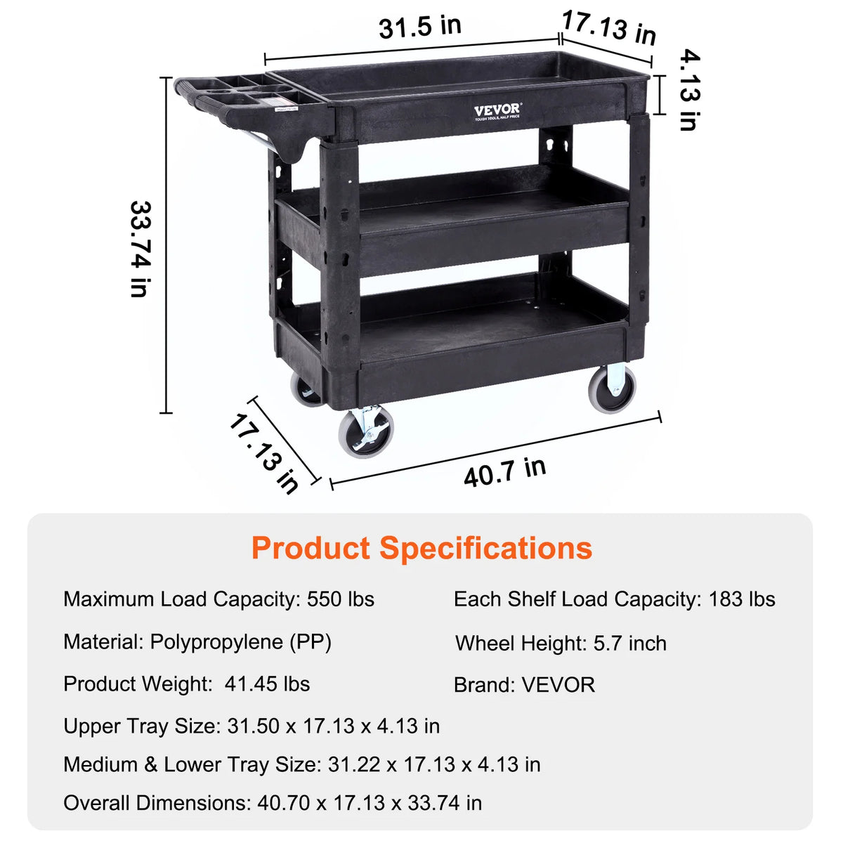 2/3 Shelf Utility Service Cart Dolly
