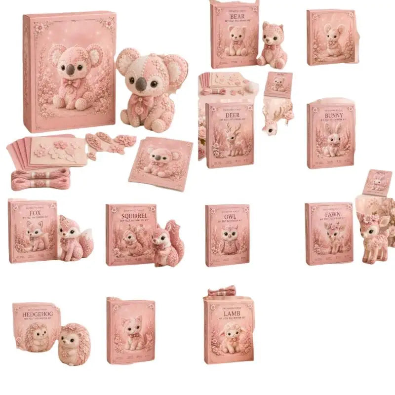 All-Inclusive Pink Forest Friends Sewing Kit DIY  Craft Bundle
