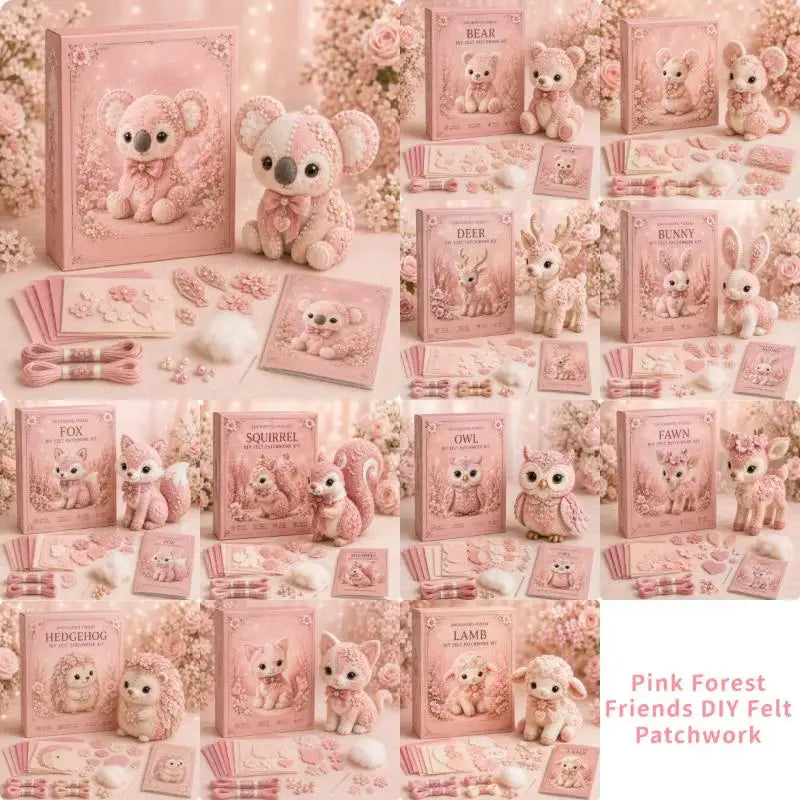 All-Inclusive Pink Forest Friends Sewing Kit DIY  Craft Bundle