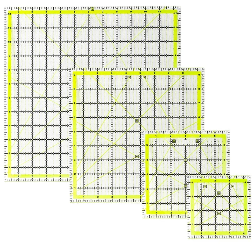 Quilting Ruler Inch Scale Angle Acrylic Two Color Grid Line Square Sewing Measuring