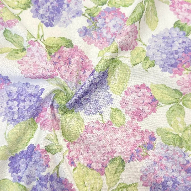 1 Meter Hydrangea Cotton Fabric Digital Print Plain Cloth Handmade Sewing DIY Soft Breathable Vintage Craft Material Wholesale