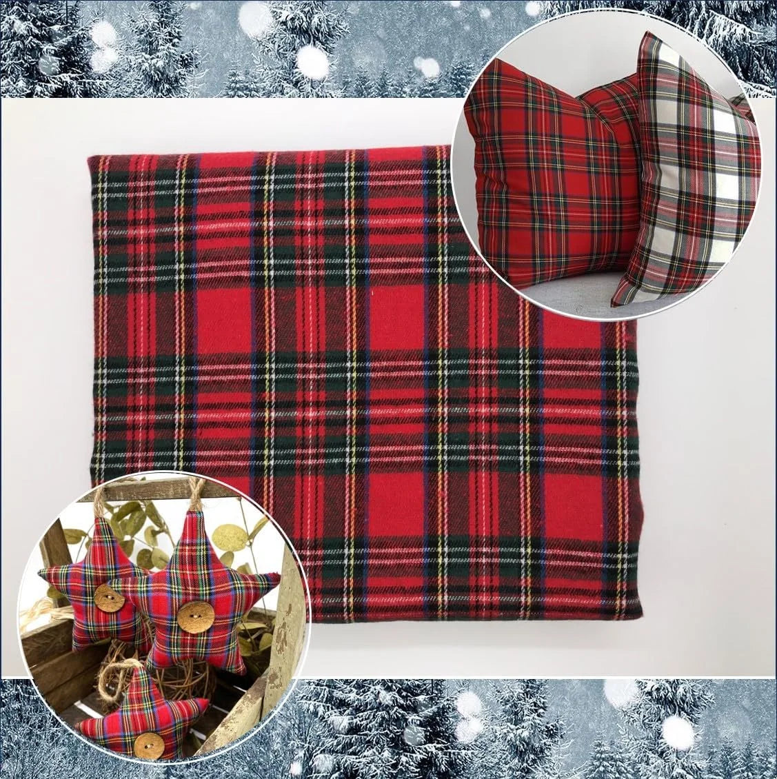 Christmas Plaid Fabric for DIY Craft Sewing Home Christmas Decoration Home Quilting Shirts Scarves Pajamas & Receiving Blankets
