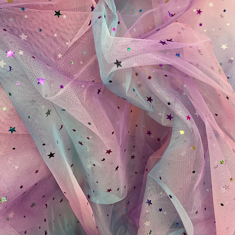 Rainbow Gradient Mesh Fabric